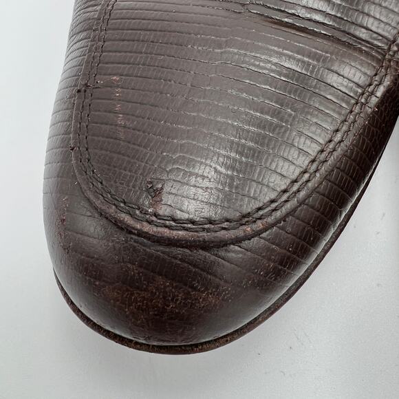 Vtg Salvatore Ferragamo Womens Loafer 6 AA Chocolate Brown Leather Gold Italy - Picture 7 of 12